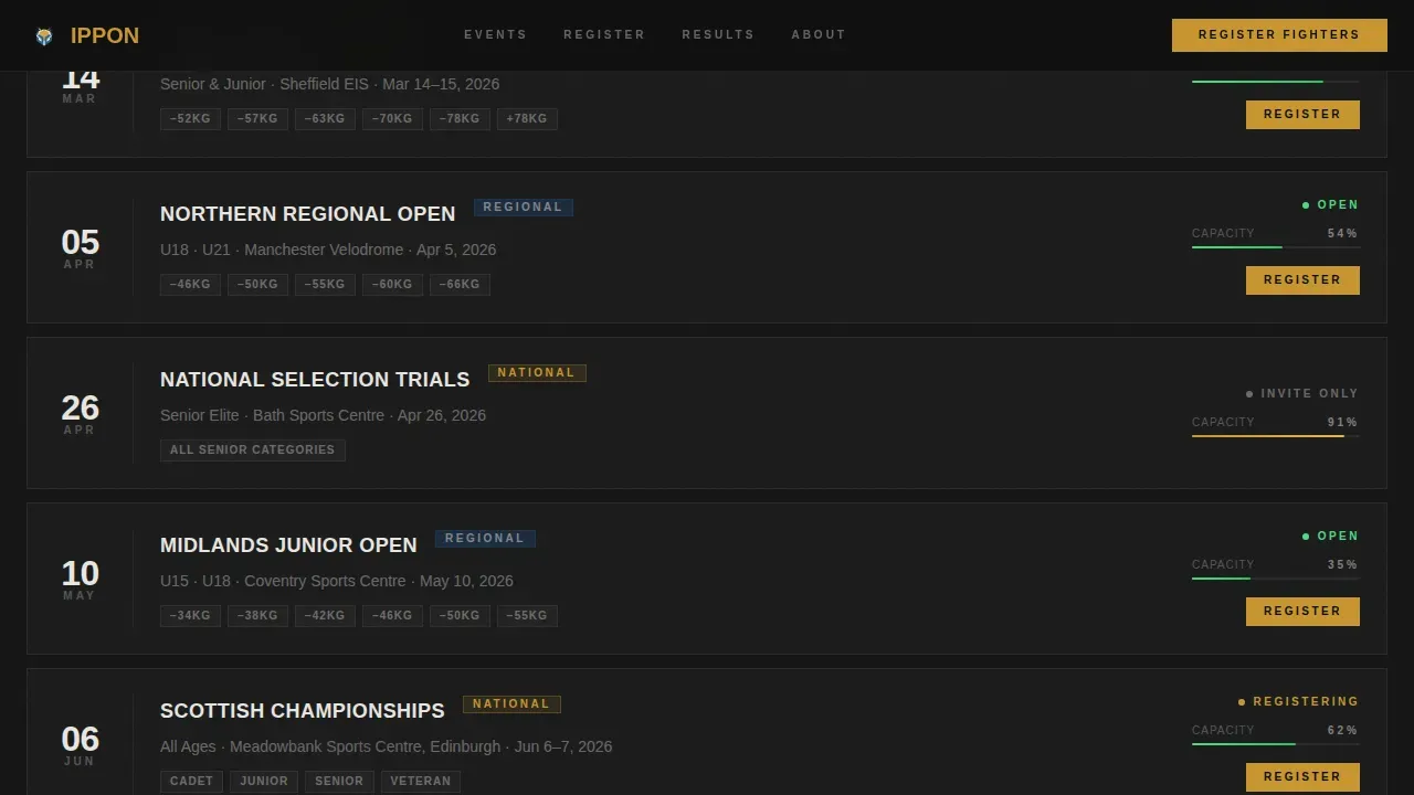 Industrial Judo Tournament Hosting Landing Page Template