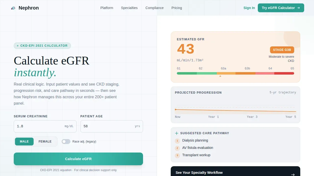 Nephrology EMR Landing Page Template | Clinical Command Center