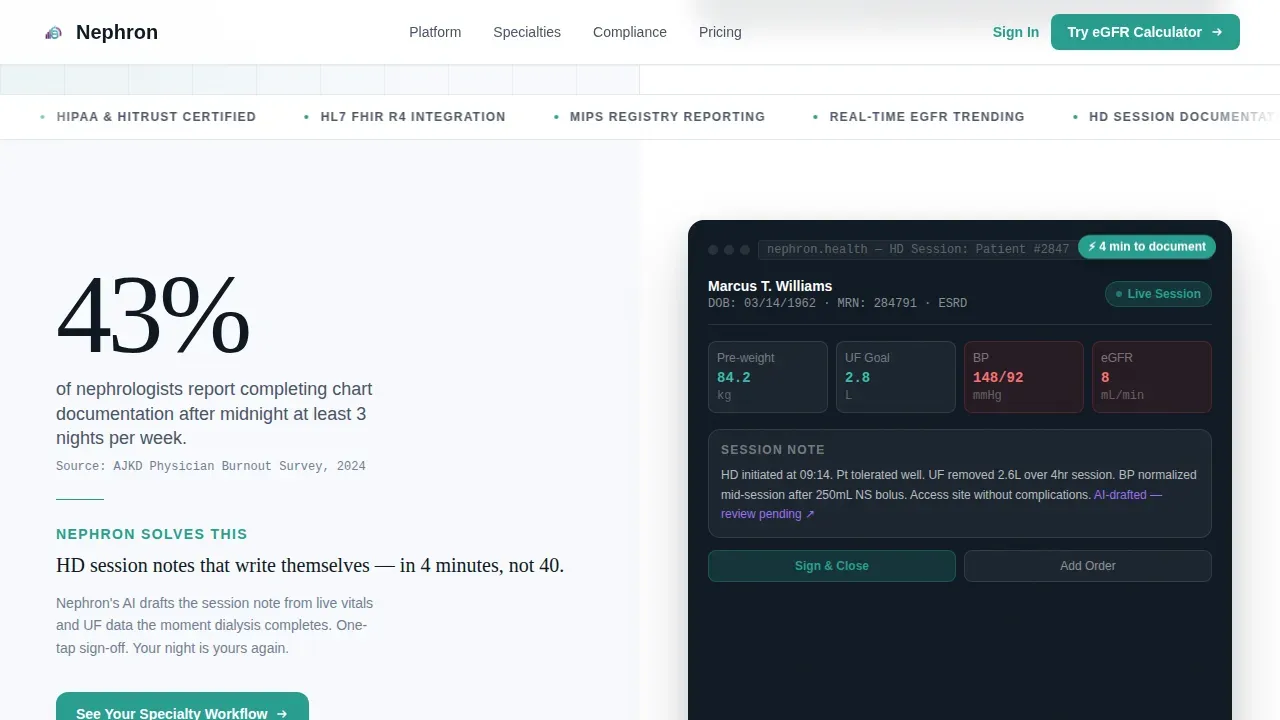 Nephrology EMR Landing Page Template | Clinical Command Center
