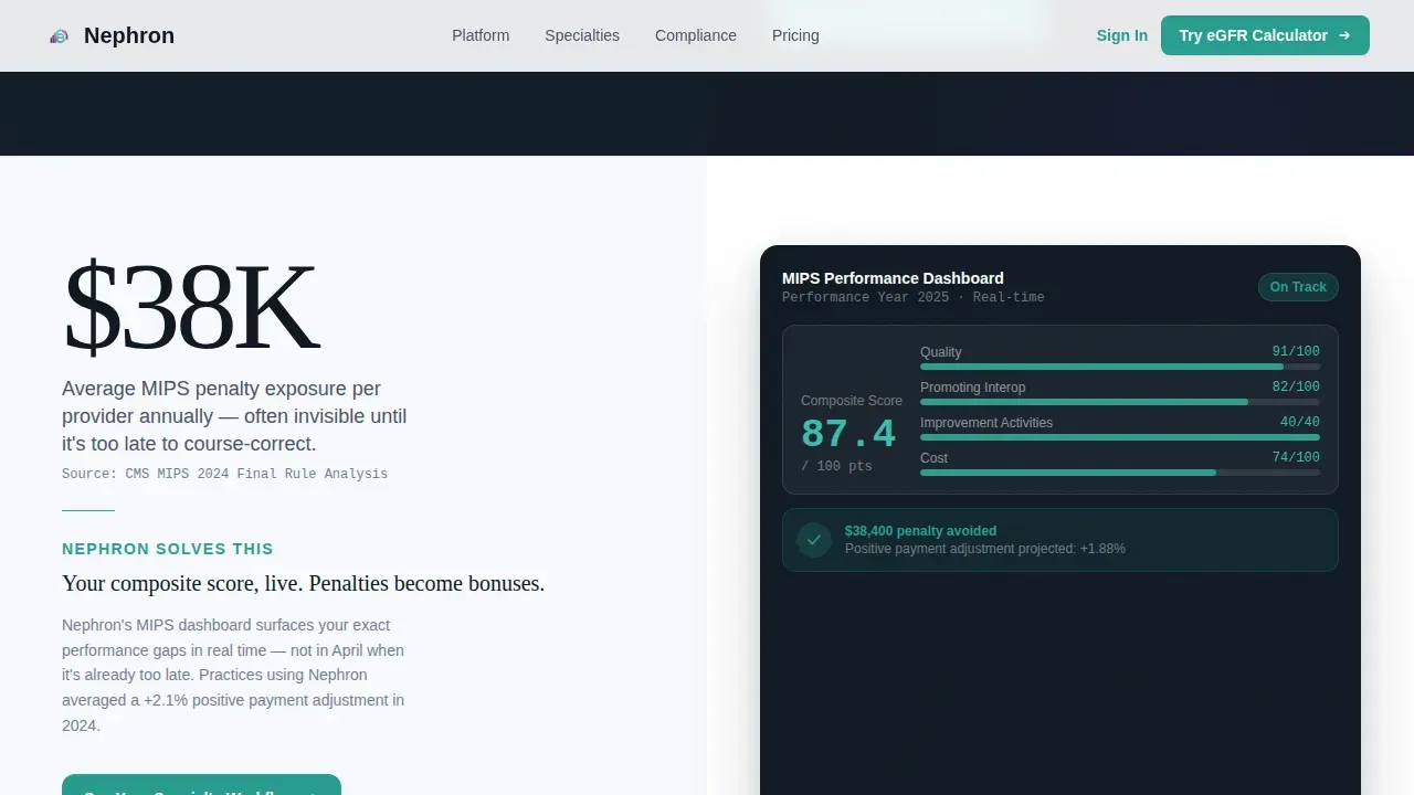 Nephrology EMR Landing Page Template | Clinical Command Center