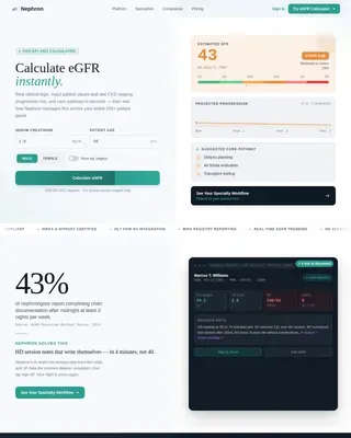 Nephrology EMR Landing Page Template | Clinical Command Center