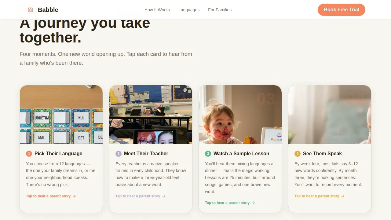Family Preschool Language Development Landing Page Template