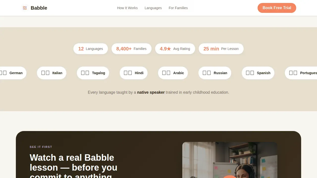 Family Preschool Language Development Landing Page Template