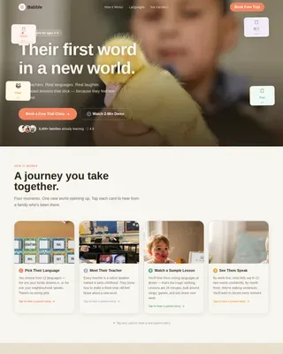 Family Preschool Language Development Landing Page Template
