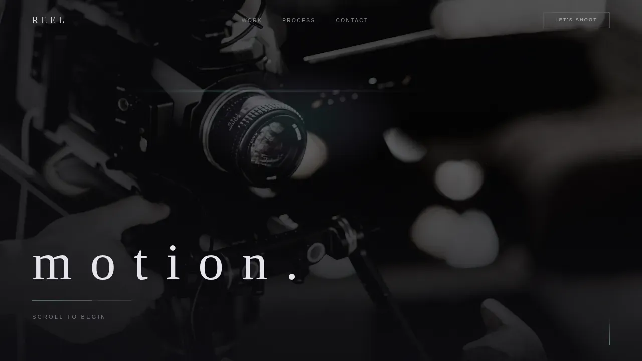 Cinematic Videographer Atelier Portfolio Landing Page Template