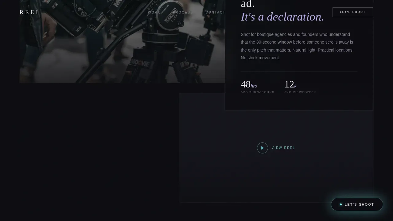 Cinematic Videographer Atelier Portfolio Landing Page Template