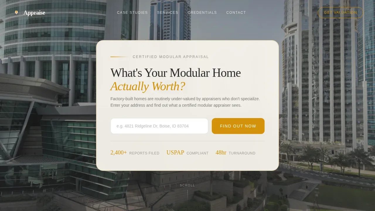 Luxury Modular Appraiser Landing Page Template