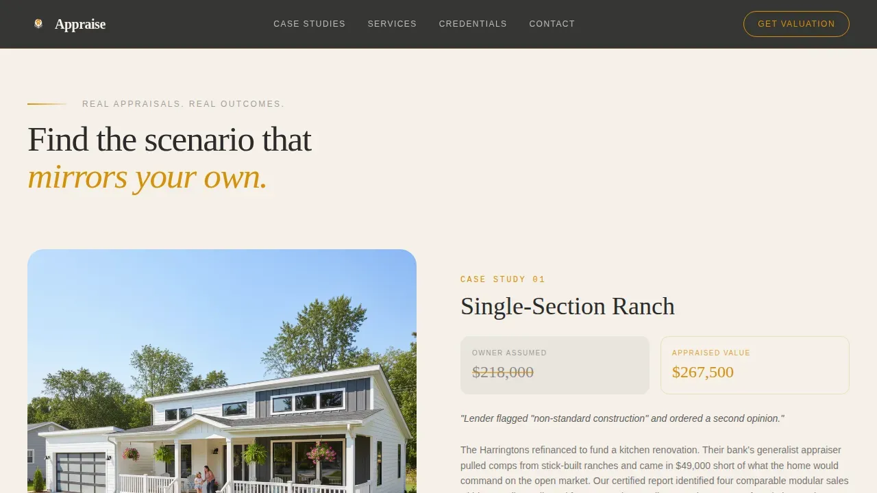 Luxury Modular Appraiser Landing Page Template