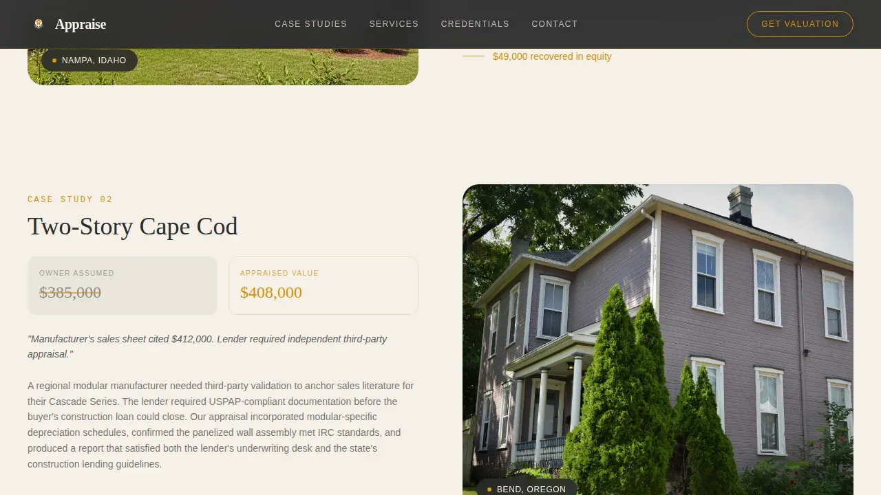 Luxury Modular Appraiser Landing Page Template