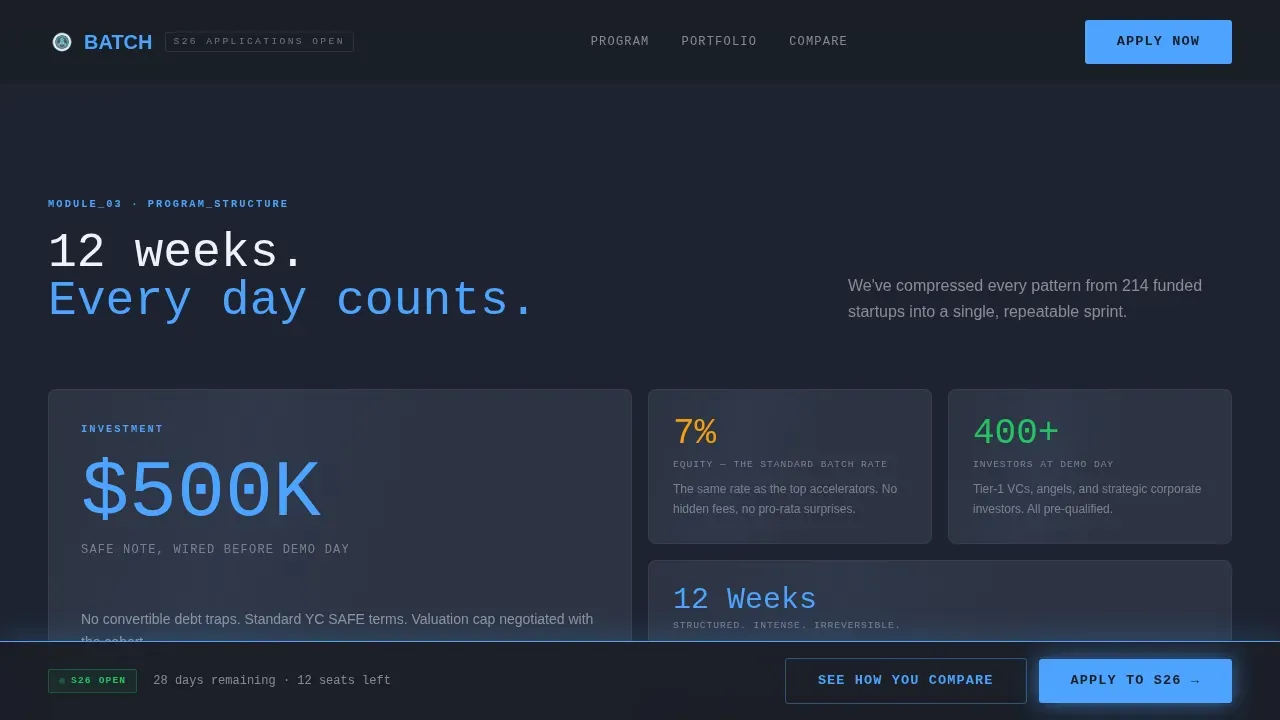 High-Velocity Startup Accelerator Technical Founders Website Template