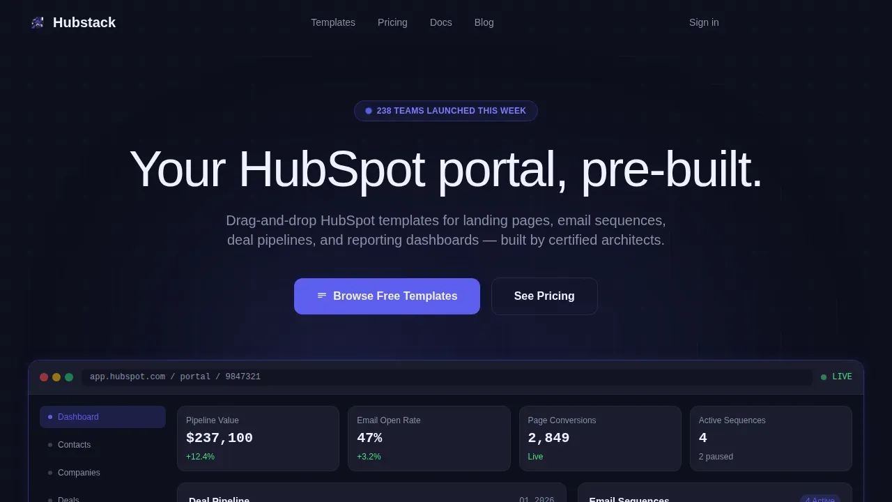 Pre-Built HubSpot Library | Free Website Template | Rocket
