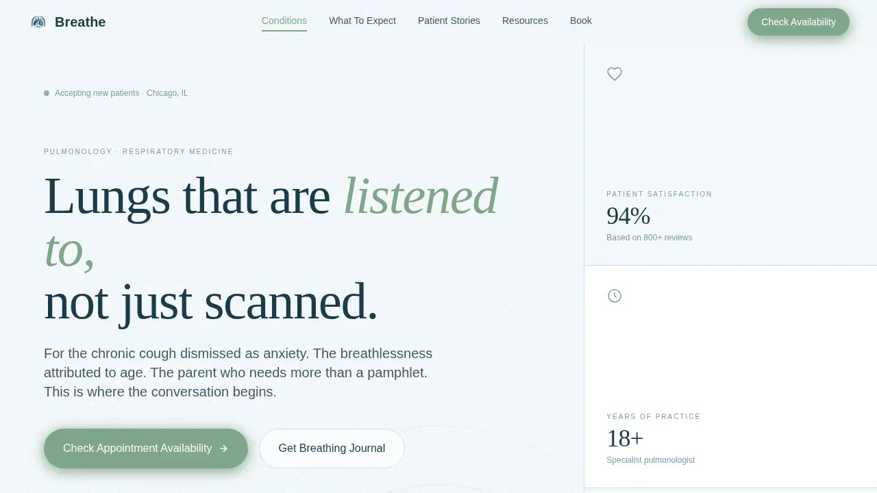 Expert Pulmonology Booking Landing Page Template