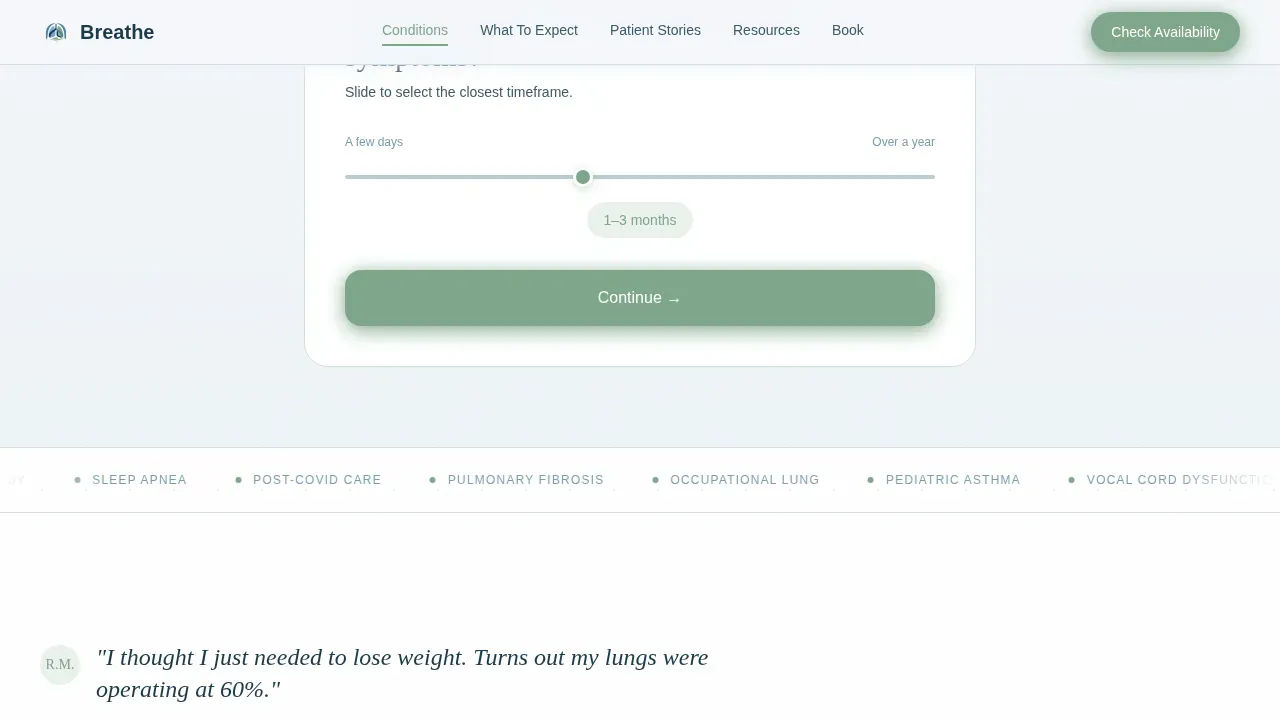 Expert Pulmonology Booking Landing Page Template