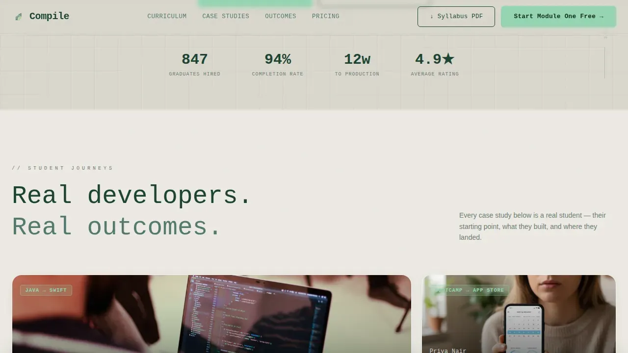 Swift iOS Development Course Landing Page Template
