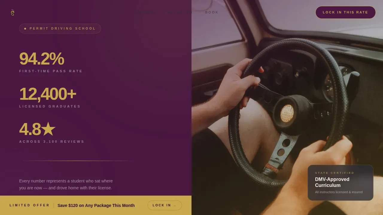 Executive Driving School Landing Page Template