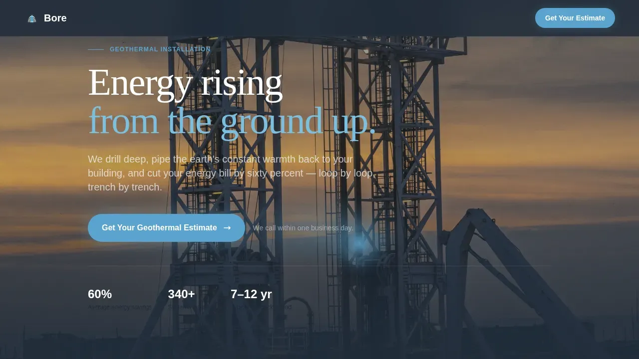 Geothermal Installer Quote Request Landing Page