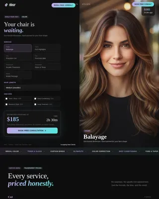 Hair Salon Build-Your-Visit Price Estimator Website Template