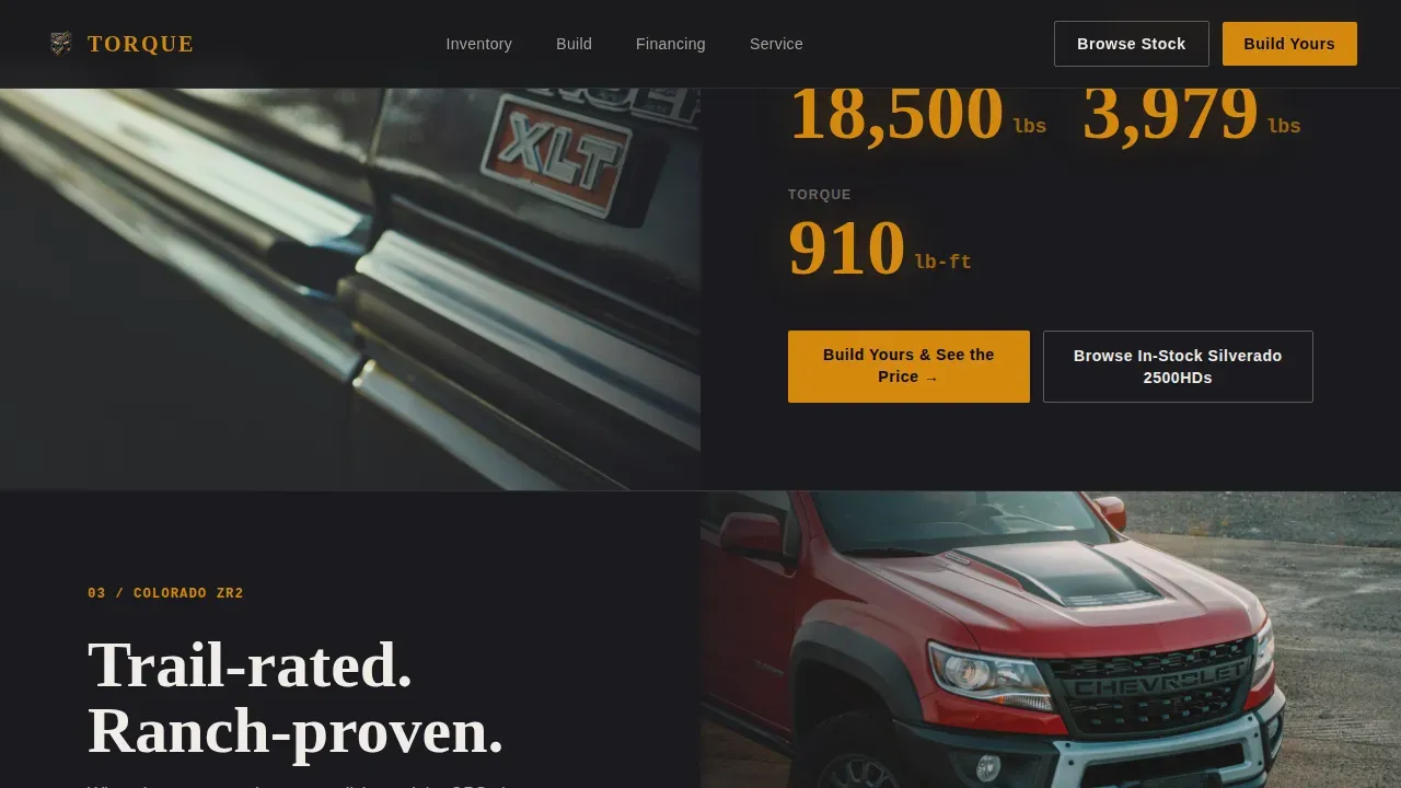 Truck Dealership | Free Website Template | Rocket
