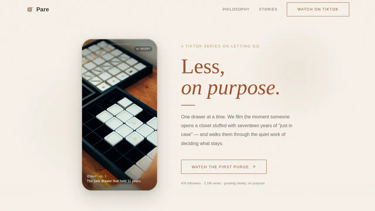 Intentional Minimalist Living Landing Page Template