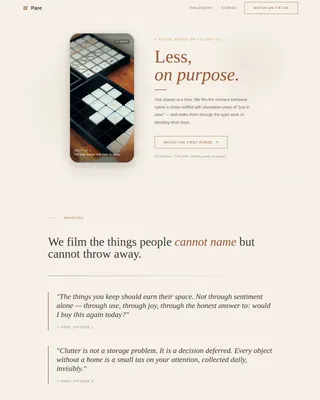 Intentional Minimalist Living Landing Page Template