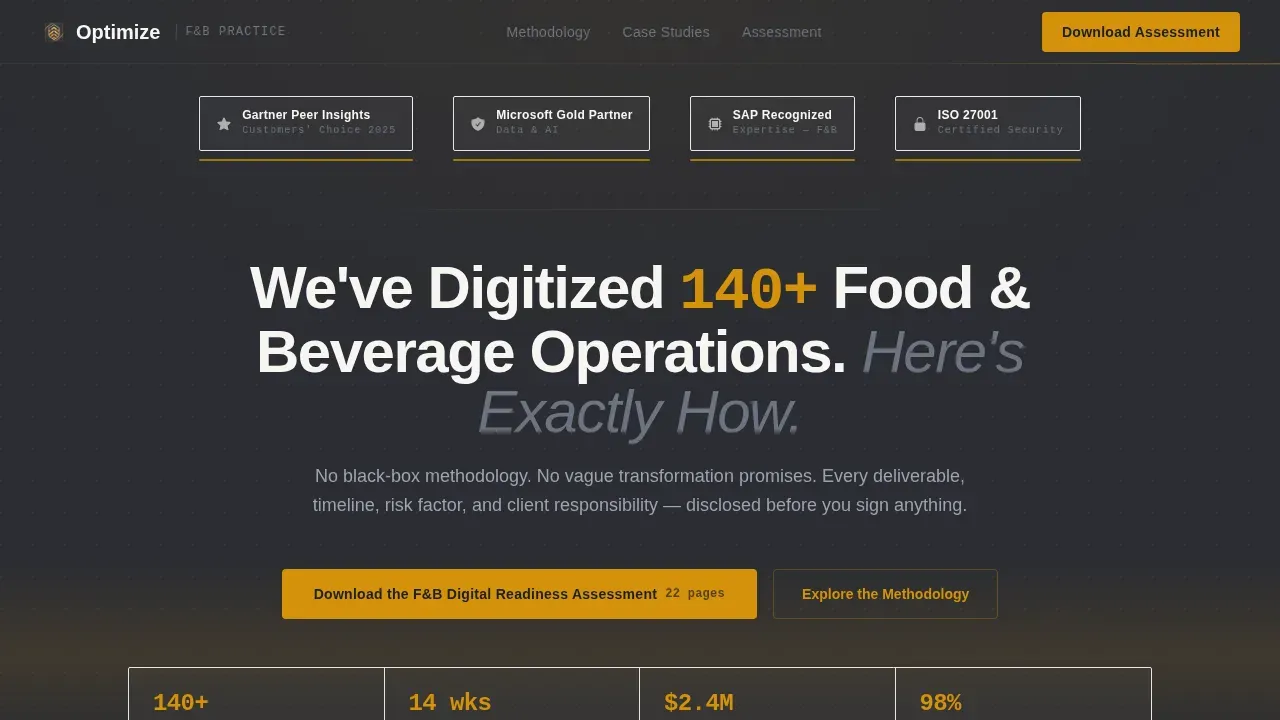 Precision F&B Digital Transformation Comparison Landing Page Template
