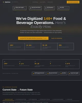 Precision F&B Digital Transformation Comparison Landing Page Template