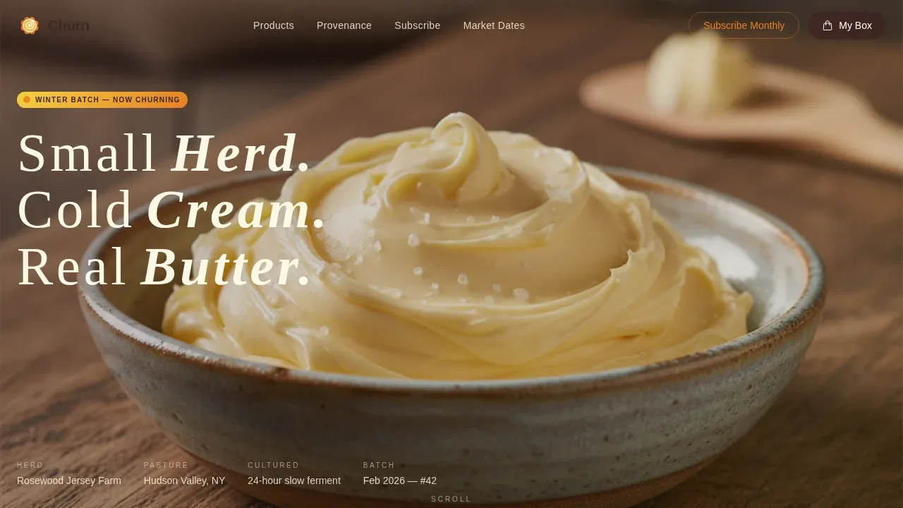 Small-Batch Creamery Butter Producer Landing Page Template
