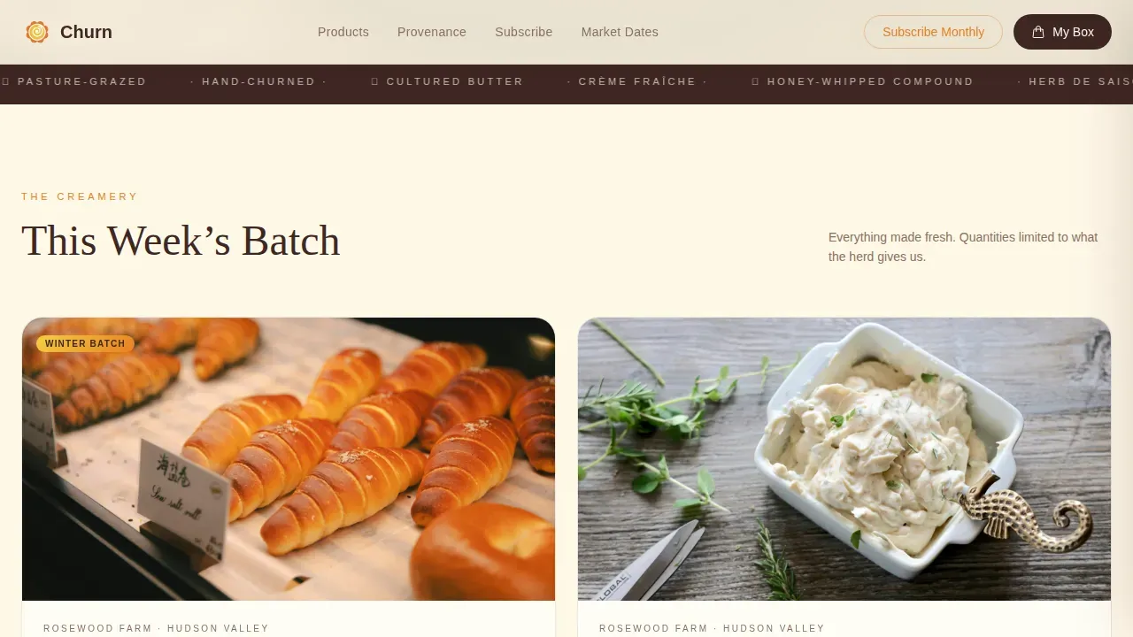 Small-Batch Creamery Butter Producer Landing Page Template