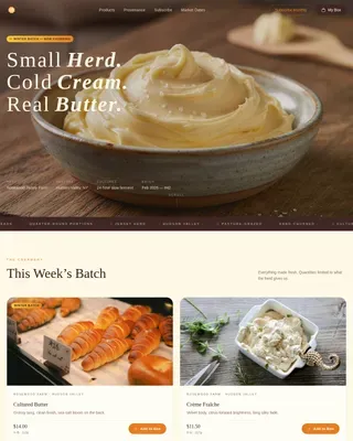 Small-Batch Creamery Butter Producer Landing Page Template