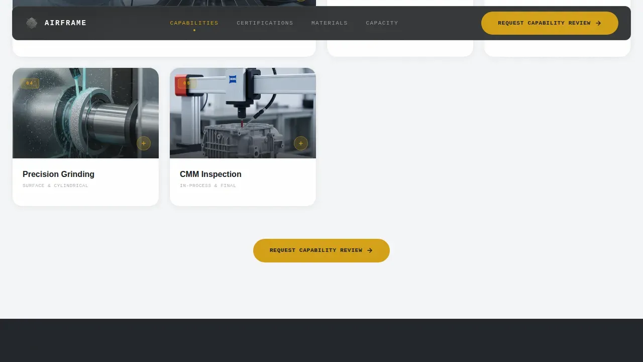 Aircraft Structural Parts Manufacturer Website Template