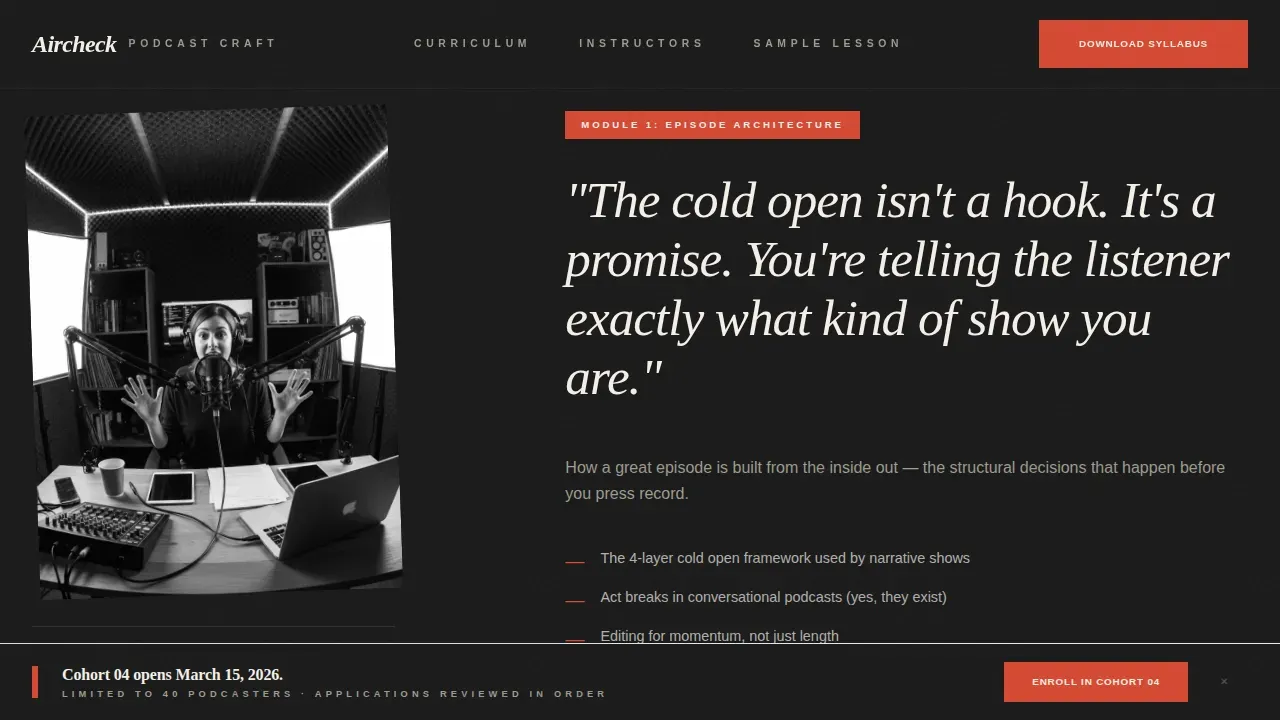 Professional Podcast Mastery Landing Page Template