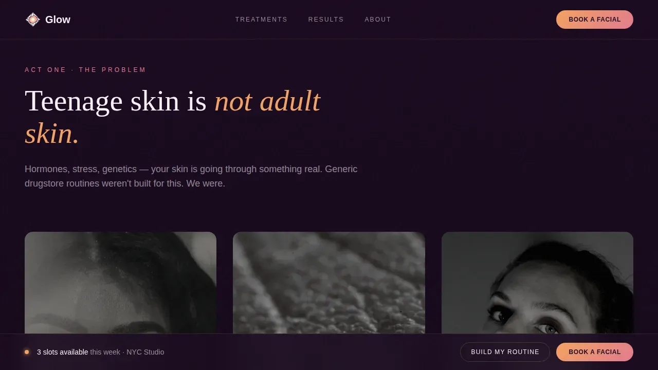 Premium Adolescent Skincare | Free Website Template | Rocket