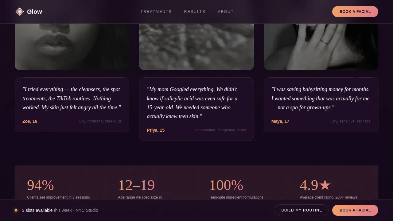 Premium Adolescent Skincare | Free Website Template | Rocket