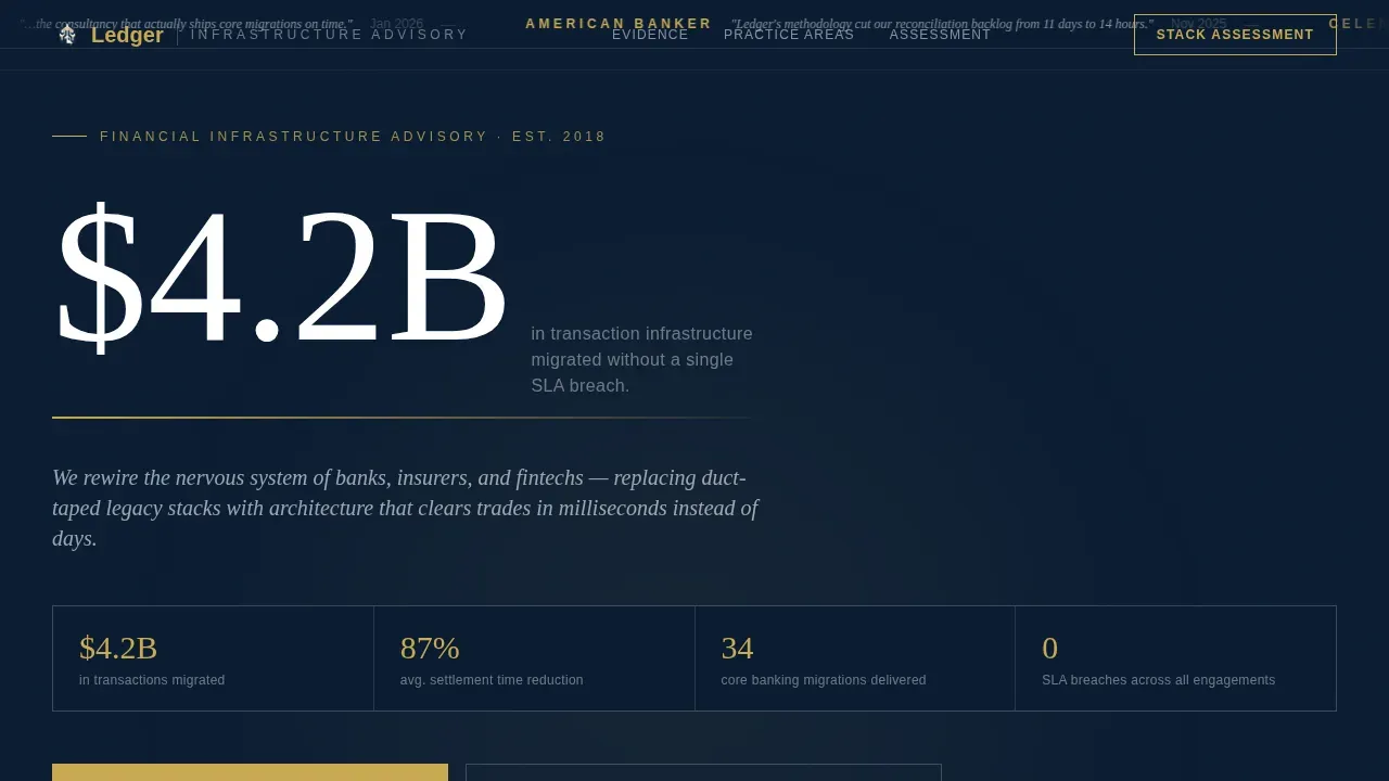 Transformative Financial Infrastructure Landing Page Template