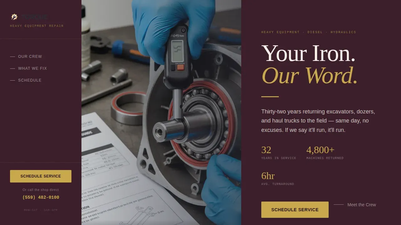 Industrial Equipment Landing Page Template