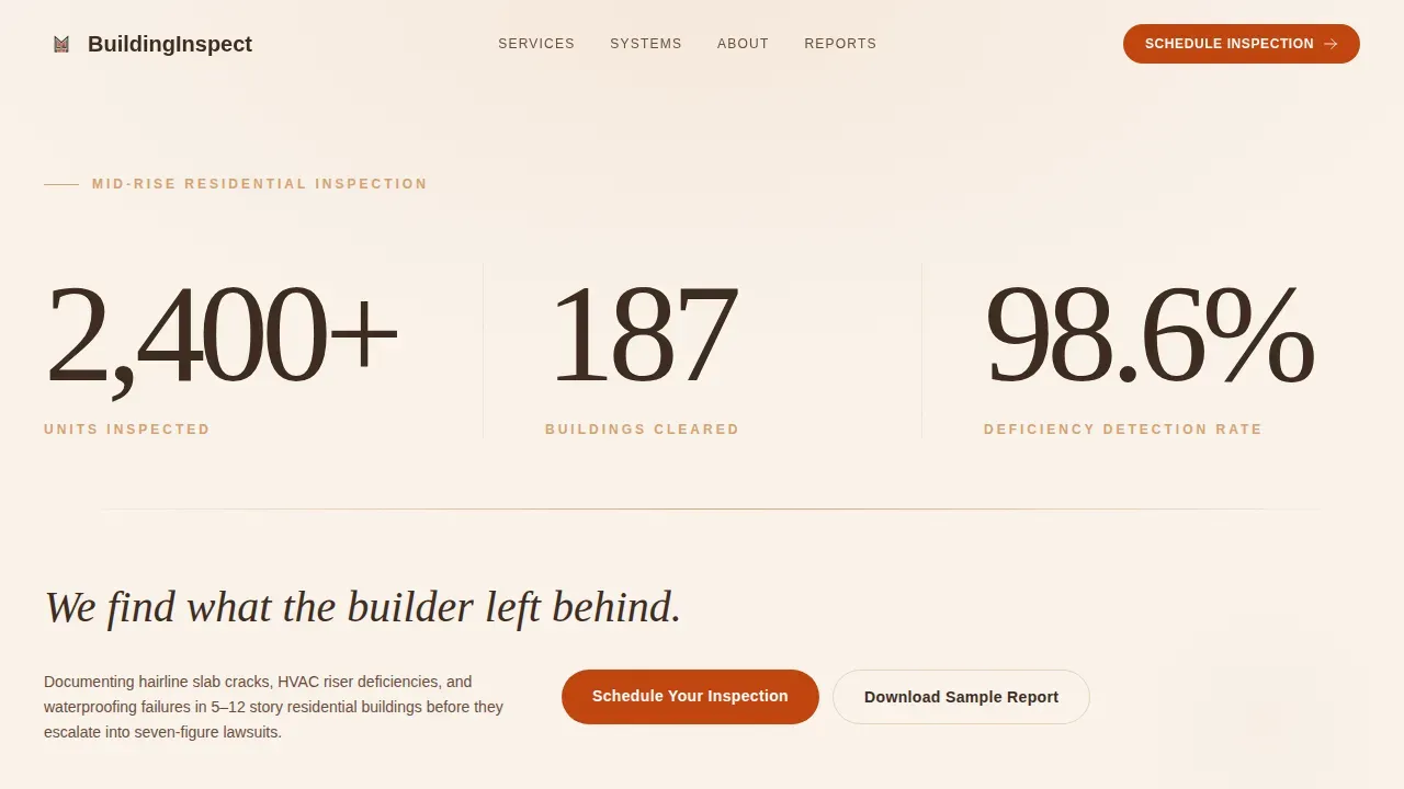 Professional Building Inspection Landing Page Template