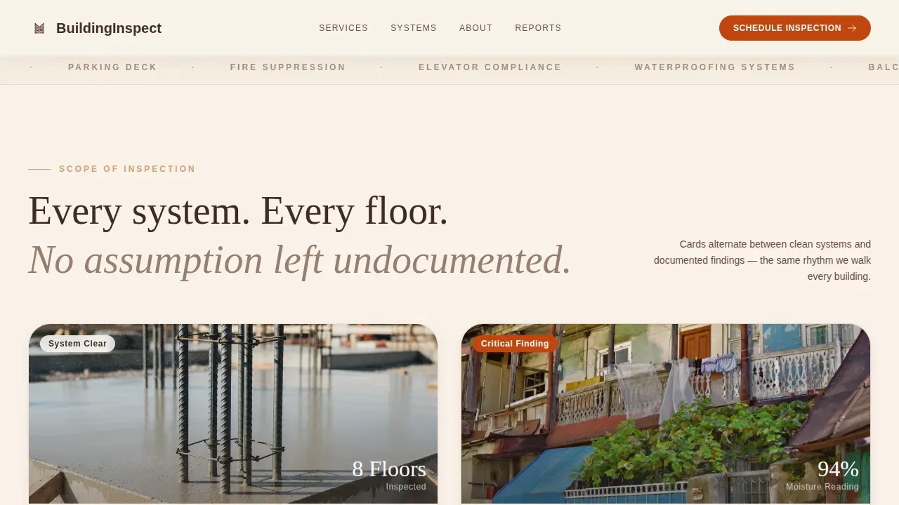 Professional Building Inspection Landing Page Template