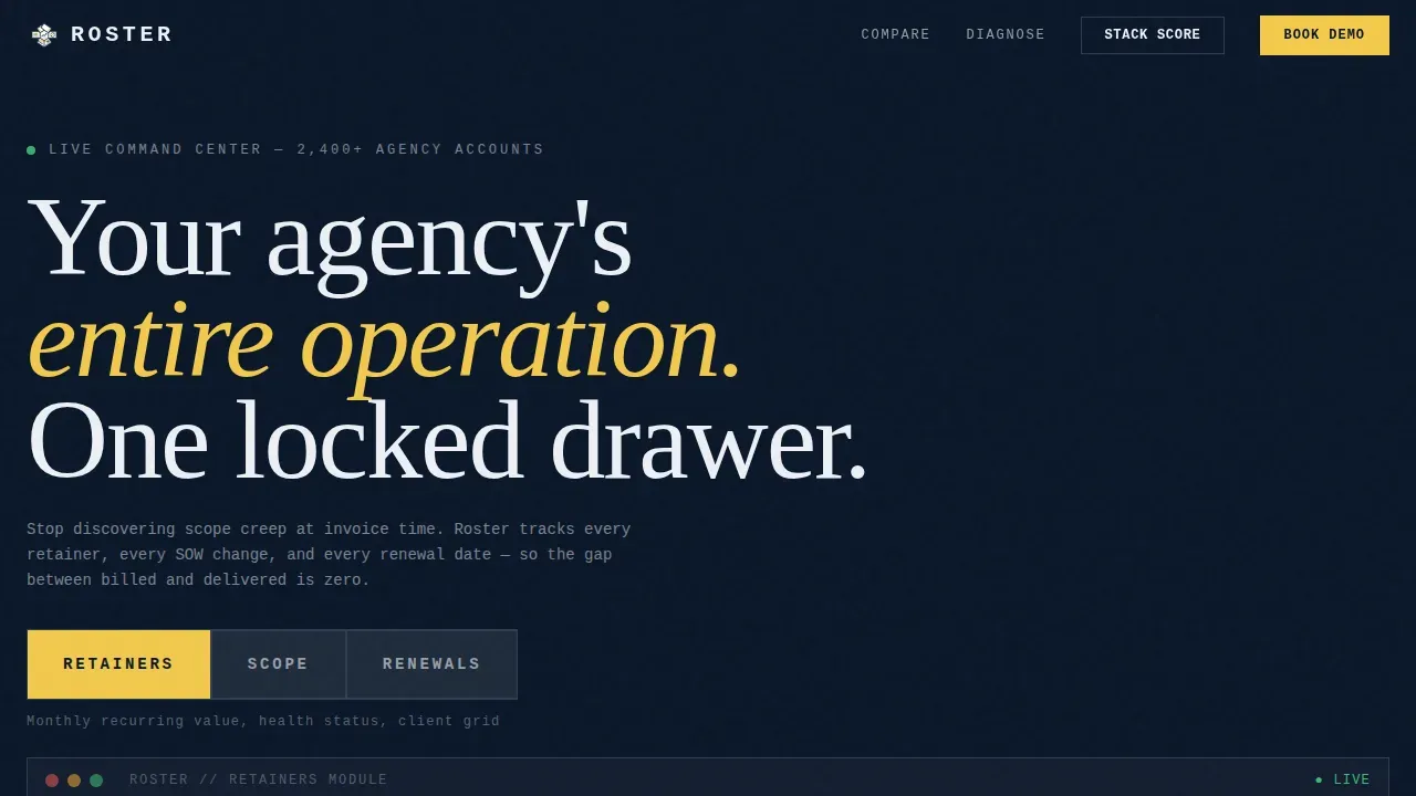 Bold Brutalist Agency Retainer Management Landing Page