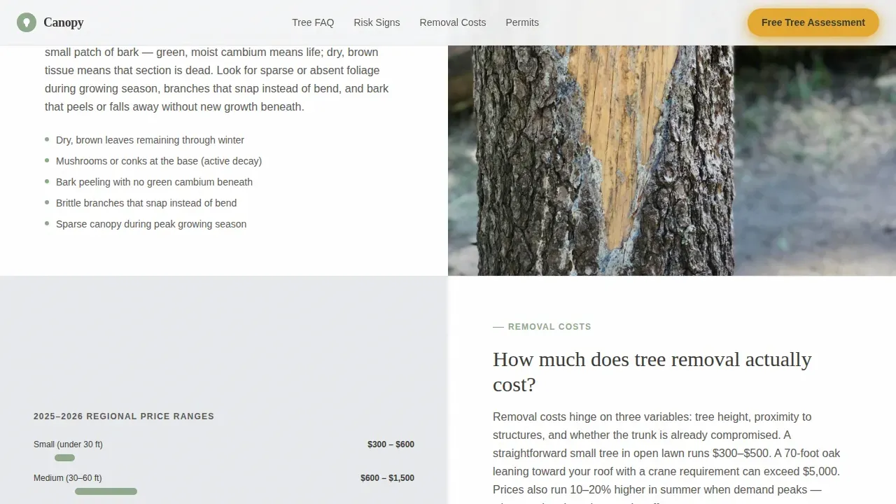 Specialist Arborist FAQ & Common Questions Website Template