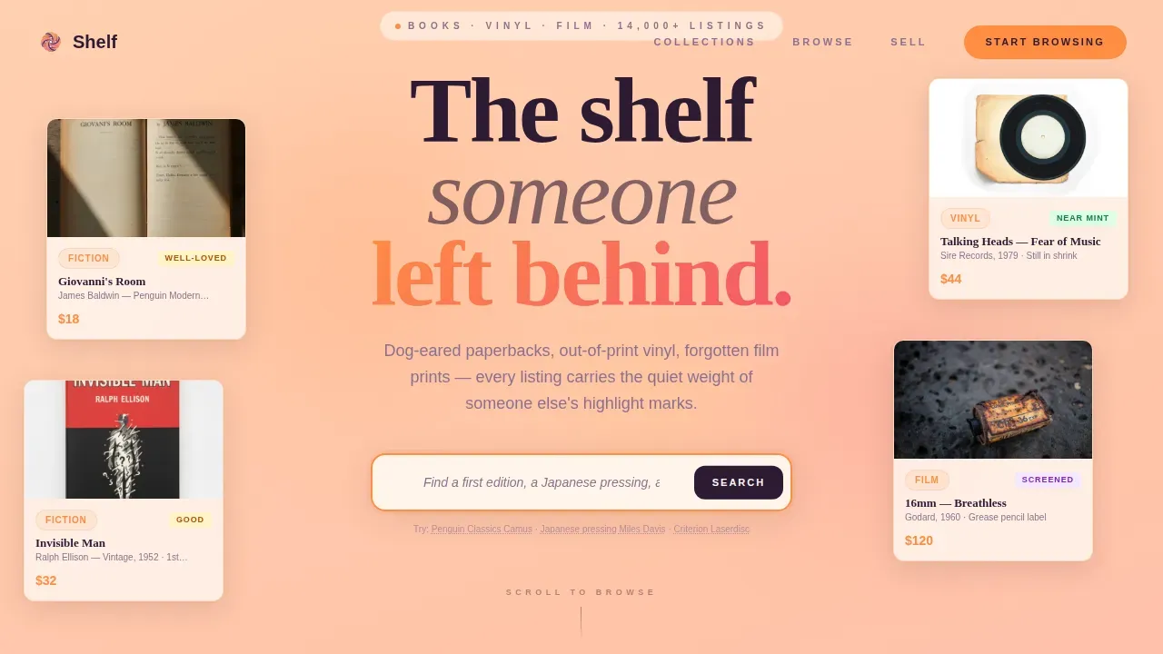 Curated Vintage Books Landing Page Template