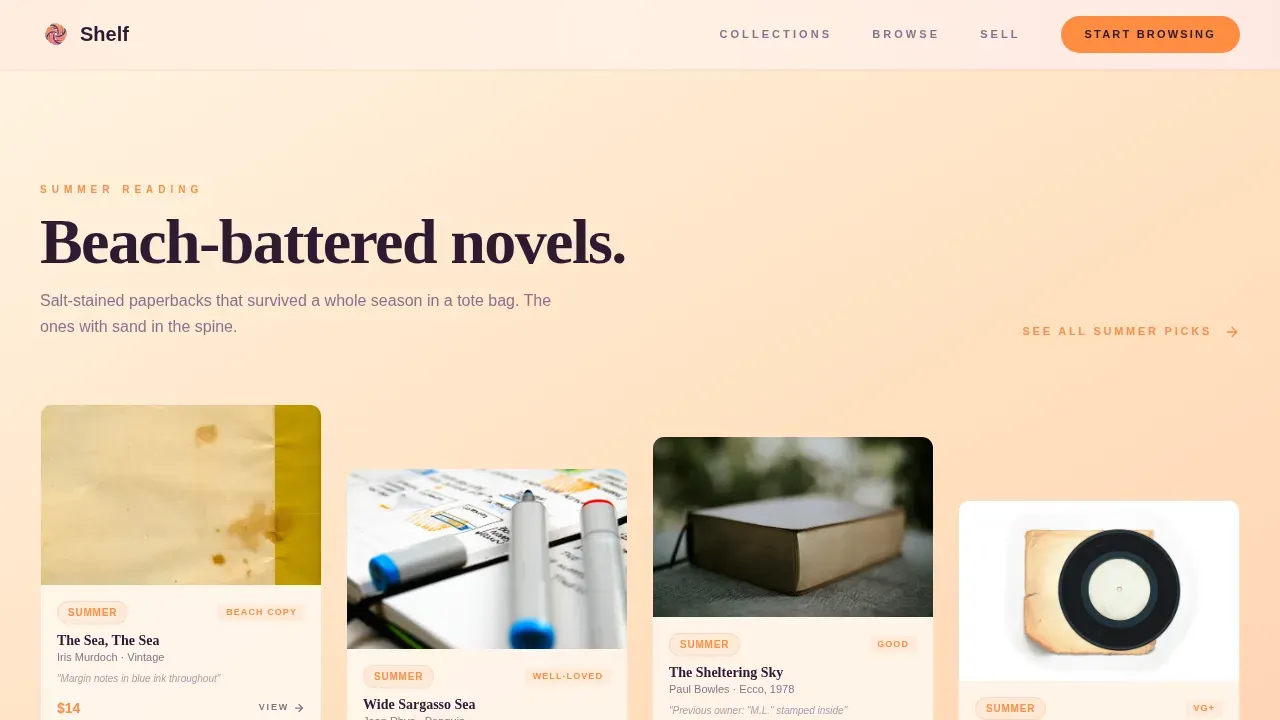Curated Vintage Books Landing Page Template