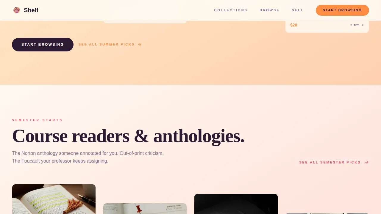 Curated Vintage Books Landing Page Template