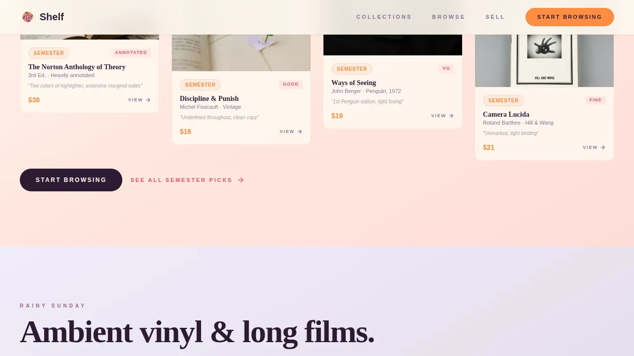 Curated Vintage Books Landing Page Template