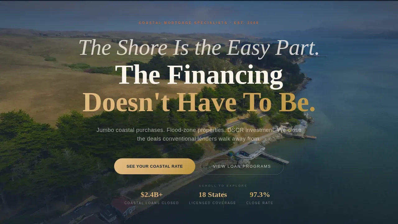 Beachfront Property Mortgage Broker Landing Page