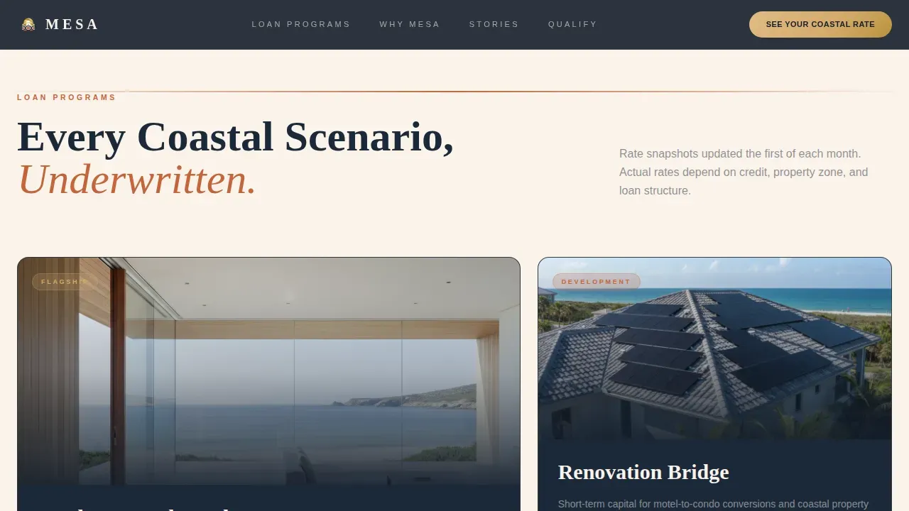 Beachfront Property Mortgage Broker Landing Page