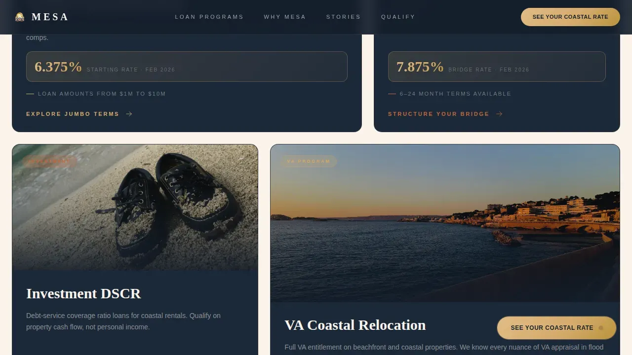 Beachfront Property Mortgage Broker Landing Page