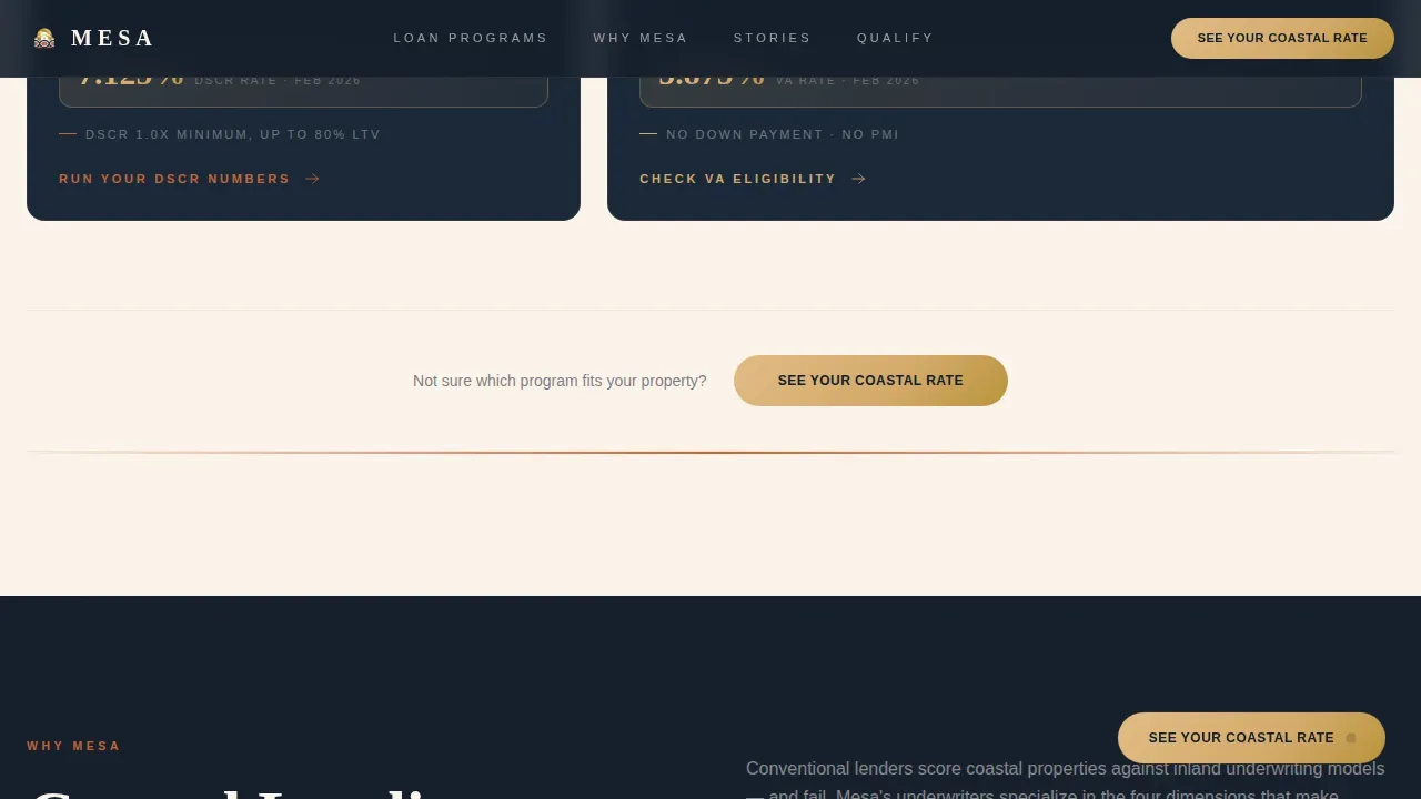 Beachfront Property Mortgage Broker Landing Page