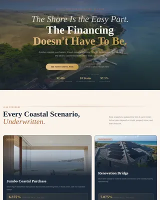 Beachfront Property Mortgage Broker Landing Page