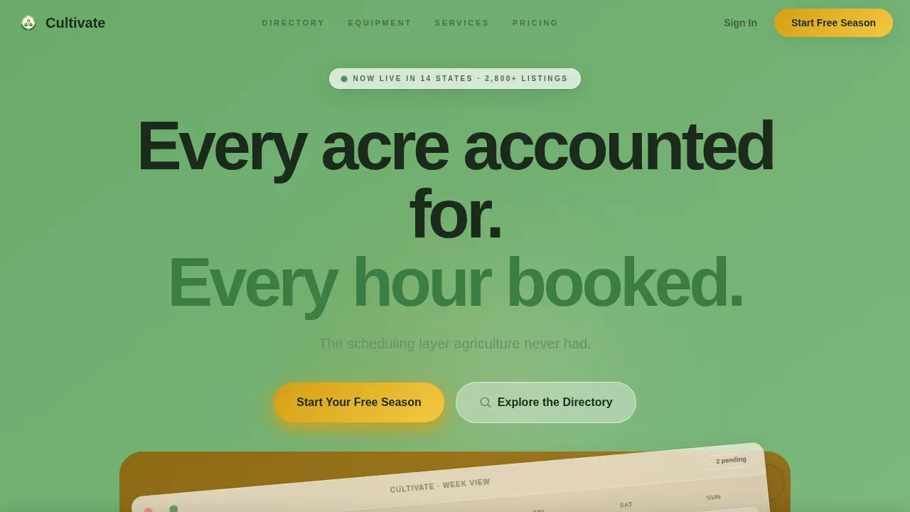 Intelligent Agri-Tech Booking Landing Page Template