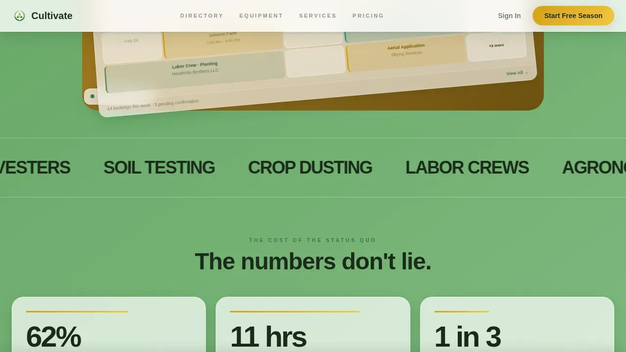 Intelligent Agri-Tech Booking Landing Page Template